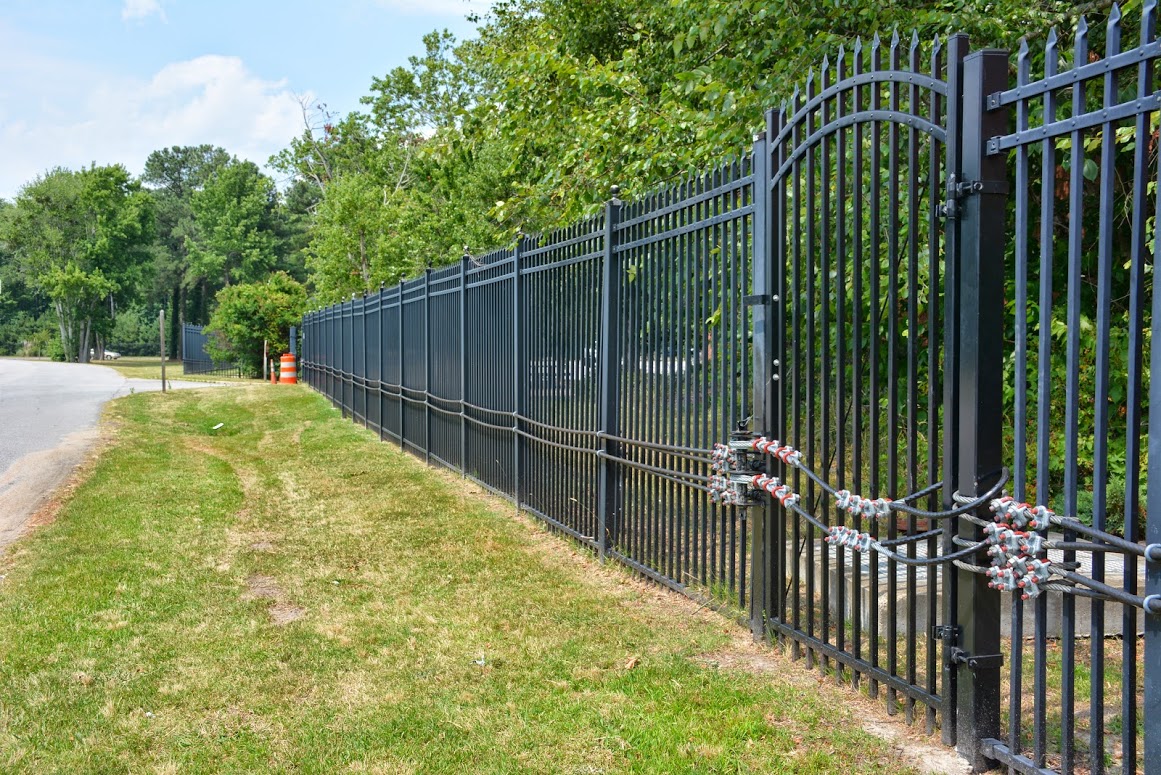 Black, steel ATFP Compliant Security Fence at US Naval Base in July 2015.