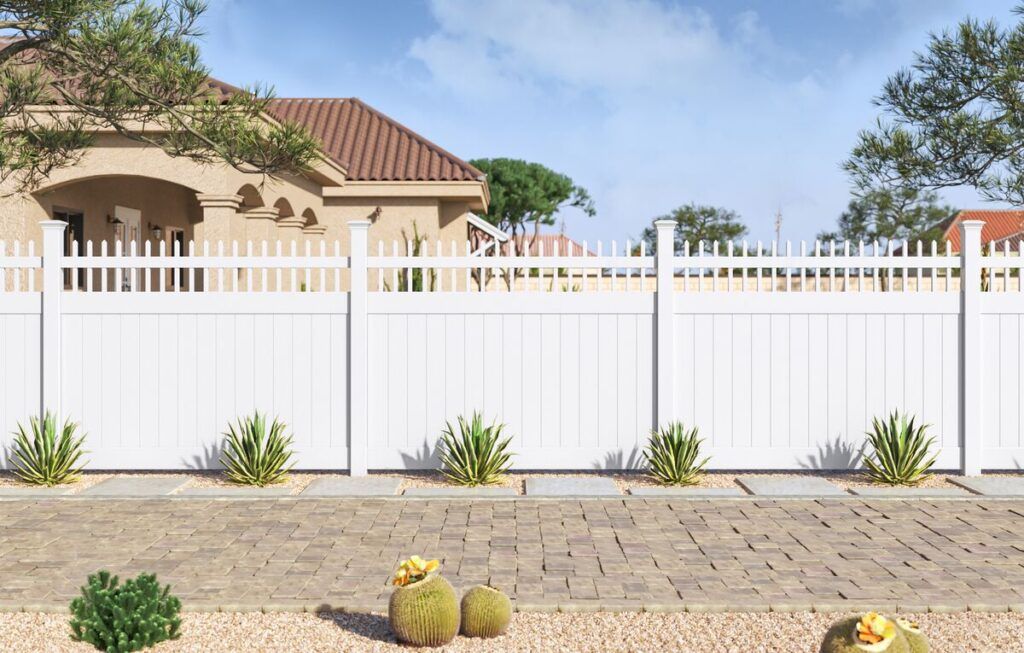 Open Spindle Top Vinyl Fence White StraightOn