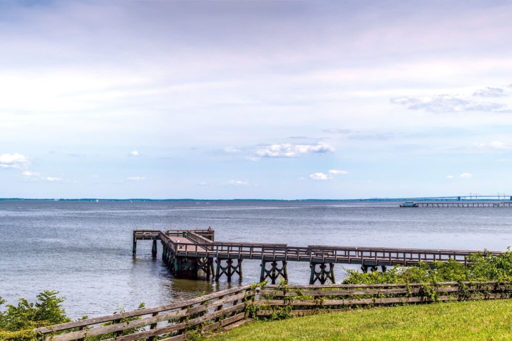 An extended finishing pier in Chesapeake, Virginia.