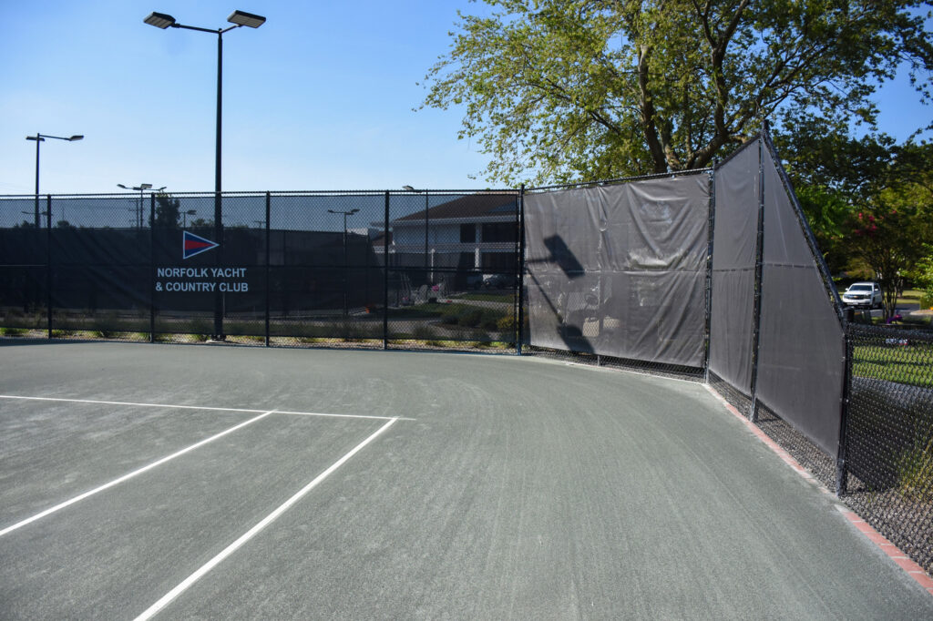 SP11 - Chain Link Tennis Court Fence with Custom Branded Windscreen